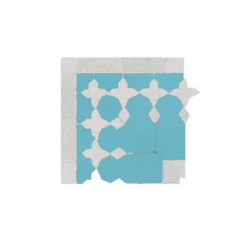 Mosaic House Moroccan tile Zanar Corner 13-1 Light Turquoise White  zellige, mosaic, zellij, border, glaze, traditional, classic 